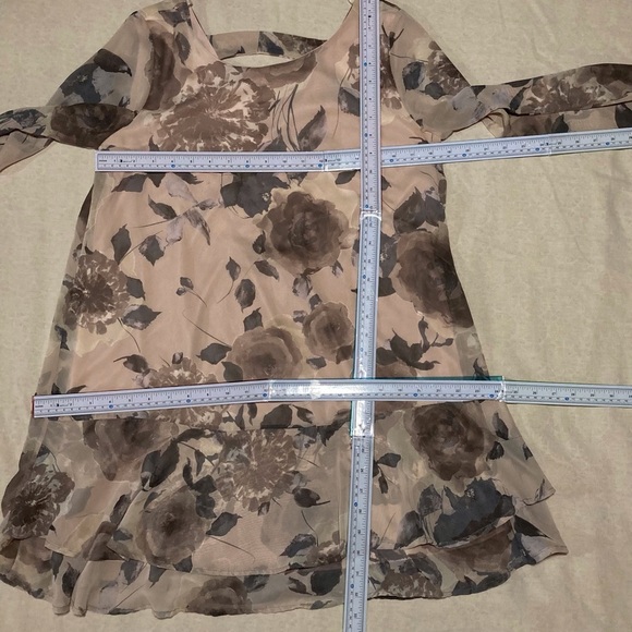 sawyer Chiffon Babydoll Style Dress in Muted Floral Print | Ruffle Hem - Picture 2 of 14